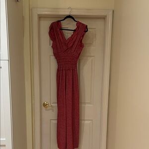 NWT Women’s Max Studio Red White Sleeveless Jumpsuit Large